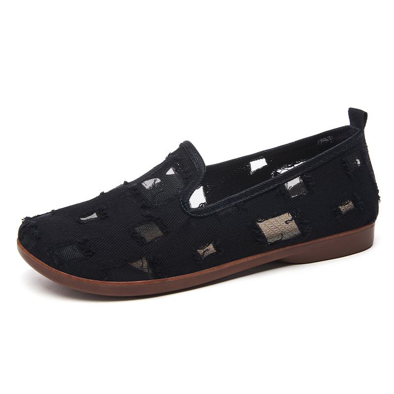 Schuhe Damen, Atmungsaktiv Vielseitig Für Frühling Und Sommer, Einzelner Fuß Faul Flacher Mund Flache Unterseite Loch Schuhe,_voghion.com