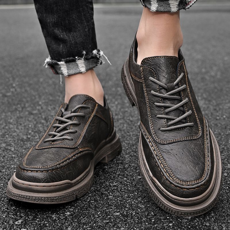Neu Leder Frühling herren Schuhe High-top herren Erhöhung Werkzeug Martin Stiefel_voghion.com