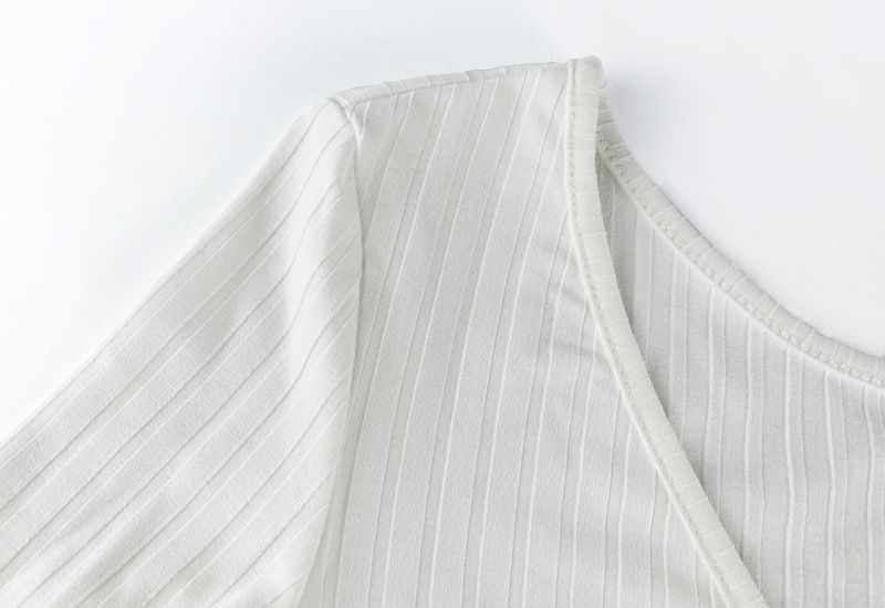 Kvinders sexet slim-fit V-hals ensfarvet langærmet base jumpsuit_voghion.com