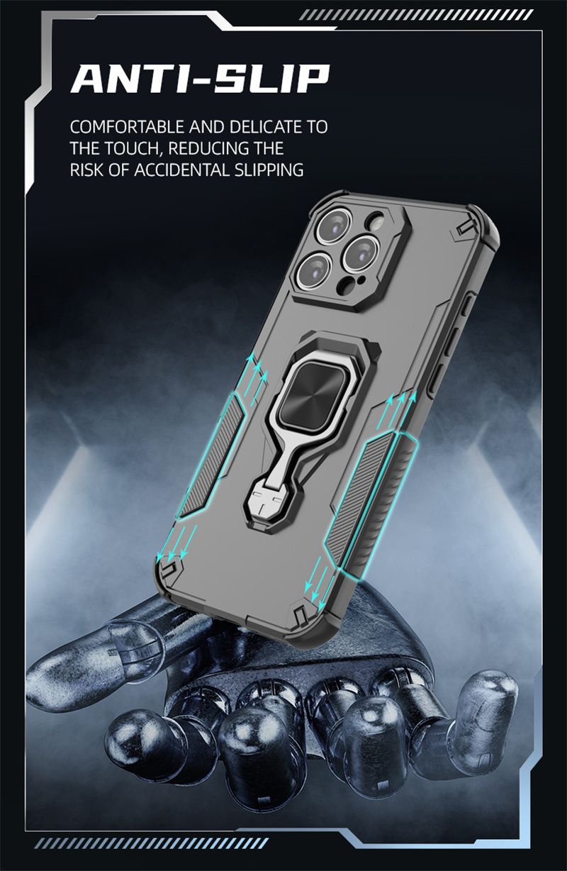 Anti Shock Armor Phone Case For Iphone 16E 16 15 14 13 Pro Max Iphone16 Plus Car Magnetic Holder Kickstand Back Cover_voghion.com