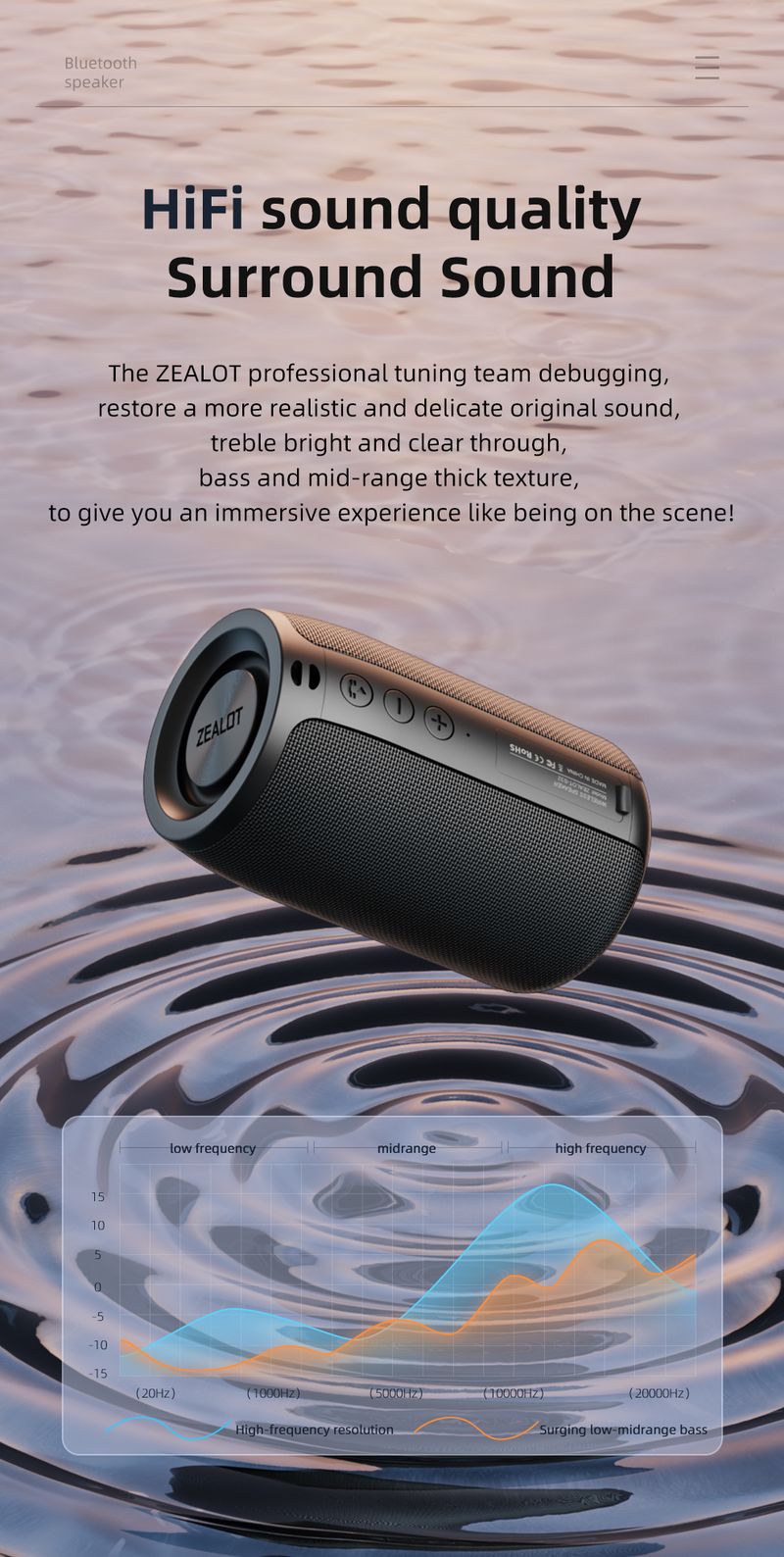 ZEALOT-S32 Wireless Bluetooth Mini Portable HIFI Subwoofer Speaker FM Radio Column Compatible With TF, TWS, USB Flash_voghion.com