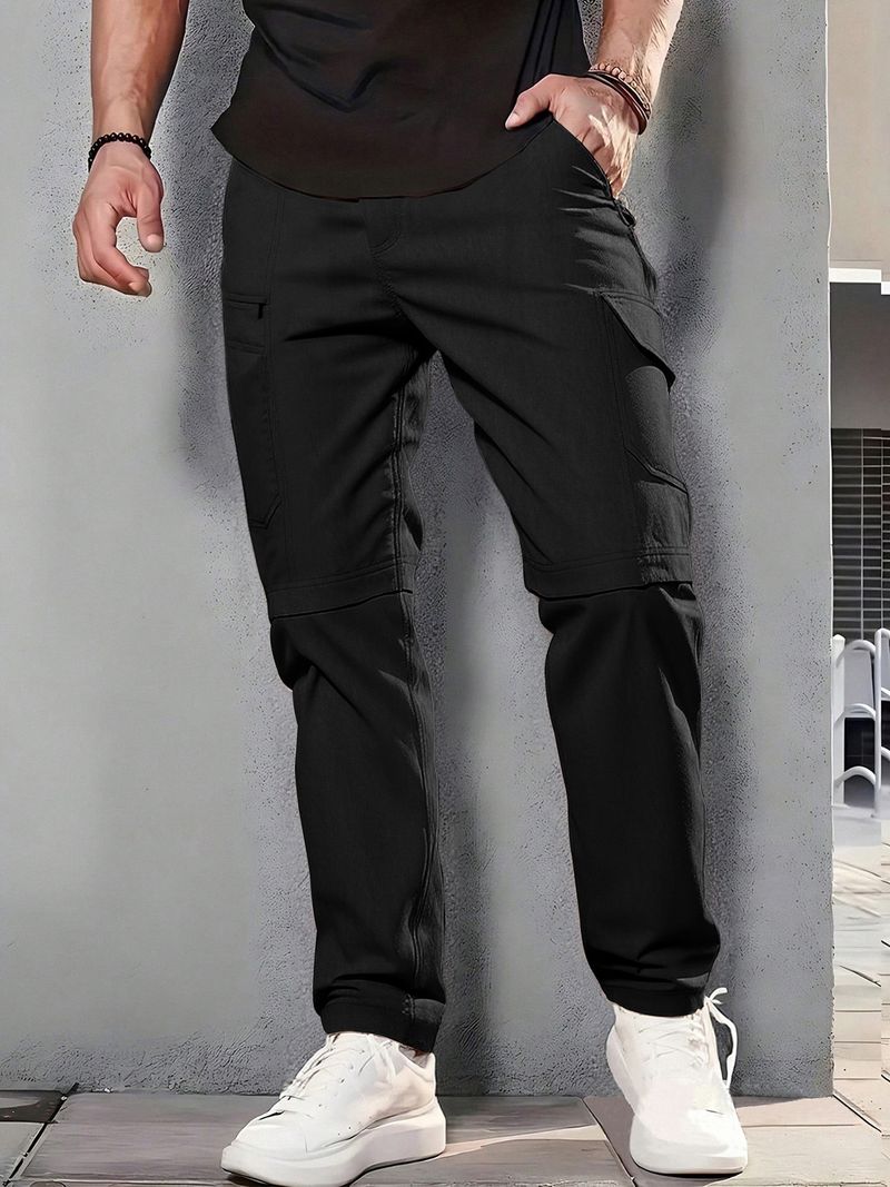 Umwandelbare Cargohose für Herren – vielseitige Outdoor- und Freizeitkleidung, in Shorts umwandelbar, Multi-Taschen-Design, gerade Passform, Polyestergewebe_voghion.com