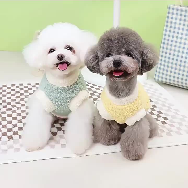 Roupas quentes de inverno com argola em D, casaco de pelúcia para cães pequenos e médios, roupas macias para filhotes, suprimentos para animais de estimação da loja PawParty_voghion.com