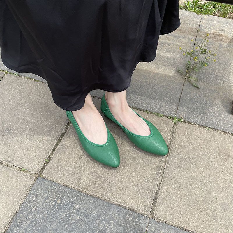 2024 Schaffell Einzelnen Casual Künstlerische Flachen Mund Echtes Leder Slip-On Elegante Mode Frauen Schuhe Bequem_voghion.com