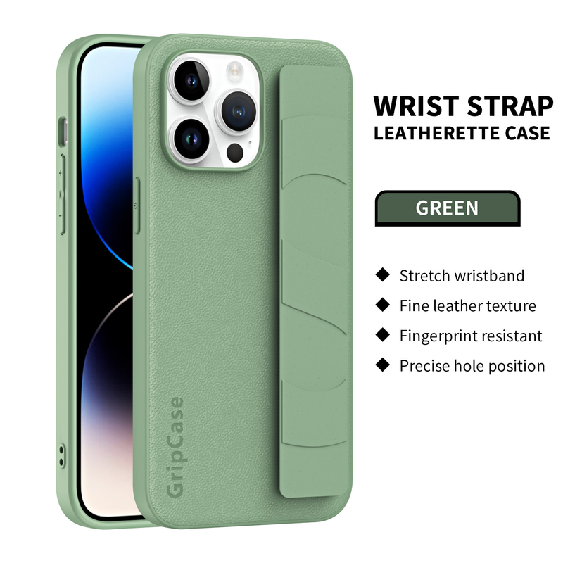 Luxury Fashion Leather Phone Case For iPhone 15 14 13 Pro Max 14Plus 15Plus Wrist Strap Bracket Shockproof Back Cover_voghion.com