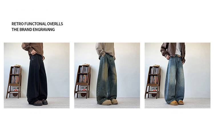 Starry Sky Pattern Denim Drawstring Floor-Length Pants - Comfortable And Loose Fit - Versatile And Stylish Casual Denim Pants_voghion.com