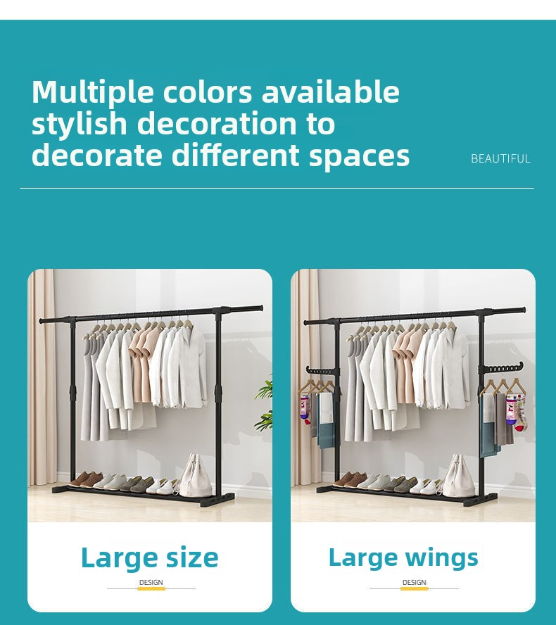 Stendibiancheria indipendente a doppia asta – Organizzatore per indumenti da interno regolabile in altezza, moderno appendiabiti salvaspazio per camera da letto e dormitorio_voghion.com