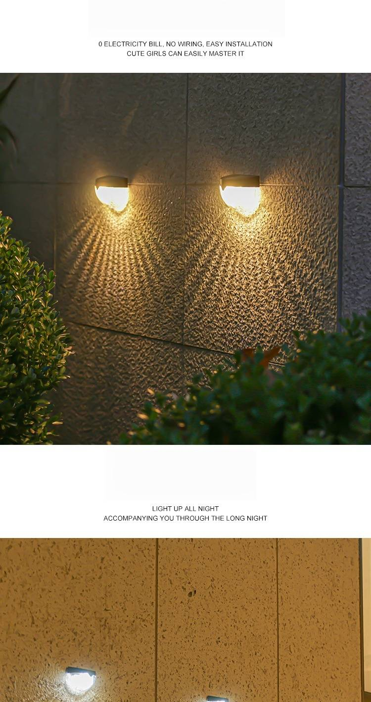 Luminária de parede solar para áreas externas, luz LED à prova d'água para jardim com design de favo de mel de tungstênio, branco quente/branco frio, ideal para pátios e quintais_voghion.com