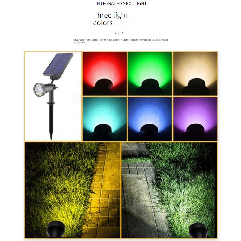 Faretti solari da esterno impermeabili, illuminazione da giardino per alberi, cortile, vialetto, luce da parete con 3 modalità colore (bianco/caldo/RGB)_voghion.com