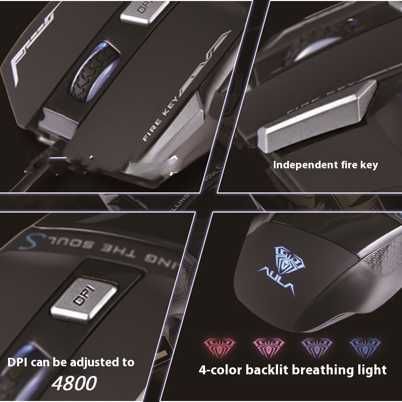 S12 Kabelgebundene Gaming-Maus – 2000 DPI, 6 Tasten, 4-Wege-Scrollrad, ergonomisches Design für PC-Gamer (Schwarz/Weiß)_voghion.com