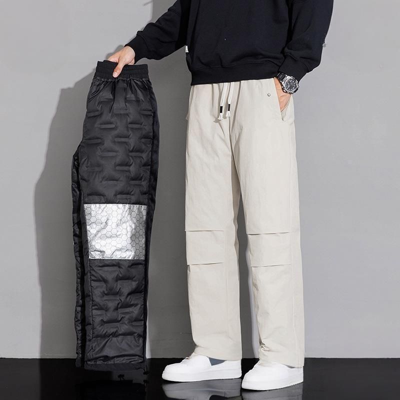 Herrenbekleidung Winter Warme Daunenhose - Winddichte Outdoor-Wanderhose mit Entendaunenfüllung, lässiger Straight-Leg-Stil für Stadt und Berge_voghion.com