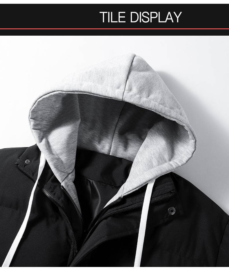 Ropa de hombre: Chaqueta de invierno para hombre, gruesa y cálida, de algodón con capucha, estilo acolchado holgado, diseño moderno de dos tonos en capas, prenda exterior informal._voghion.com