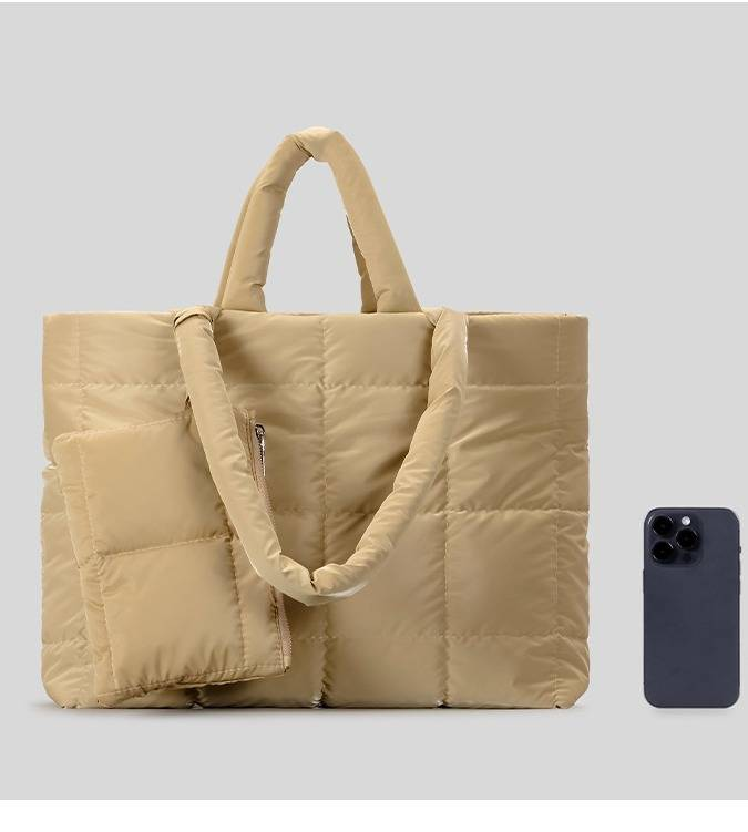 Quilted Puffer Tote Bag For Women - Large Capacity Soft Cloud Shoulder Bag With Nylon Exterior, Lightweight & Stylish Handbag For Travel & Daily Use_voghion.com