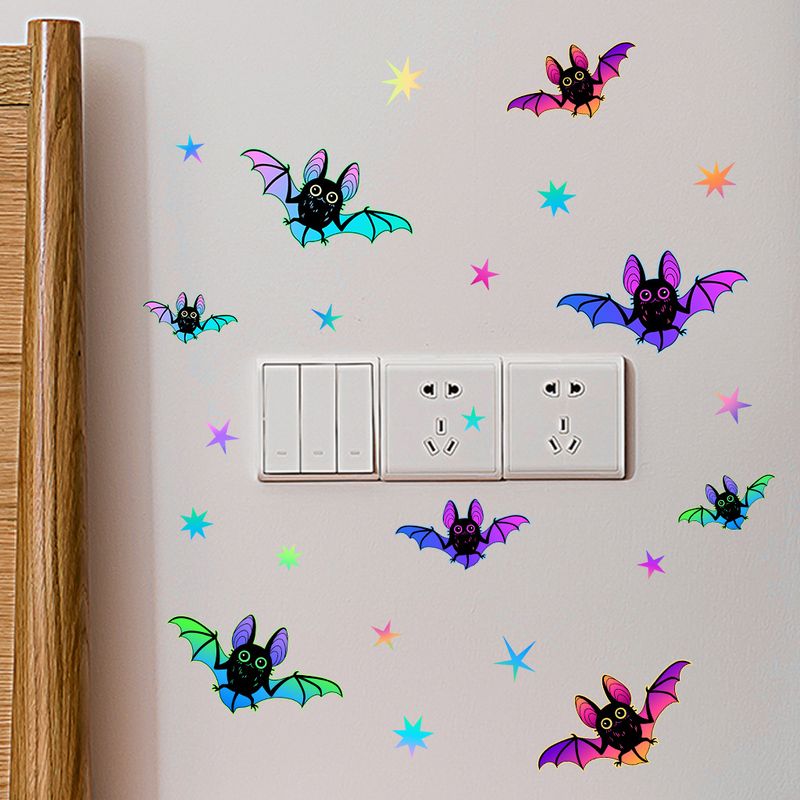 Glow In The Dark Halloween Wall Stickers - 6PCS Ghost Bat Spider Fluorescent Decals For Home Party Decor (20x15cm)_voghion.com