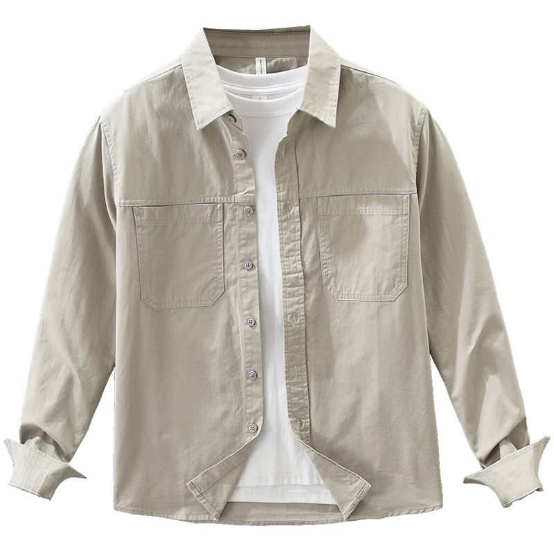 Nuova camicia da lavoro a maniche lunghe per uomo, alla moda e versatile, top ampio e casual._voghion.com