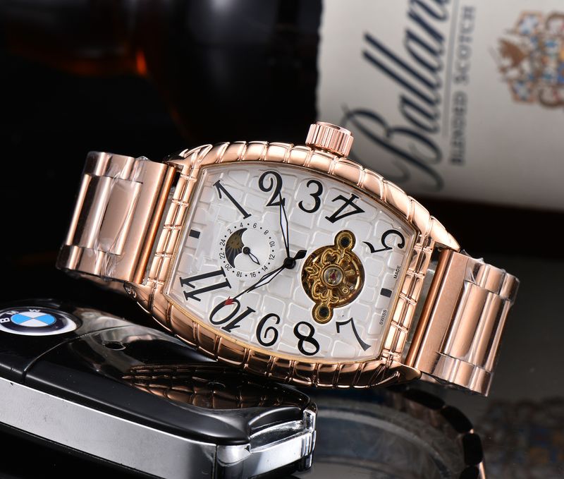 2023 Orologio da uomo quadrato con secchiello per vino francese, meccanico automatico trasparente, con testa di fantasma_voghion.com