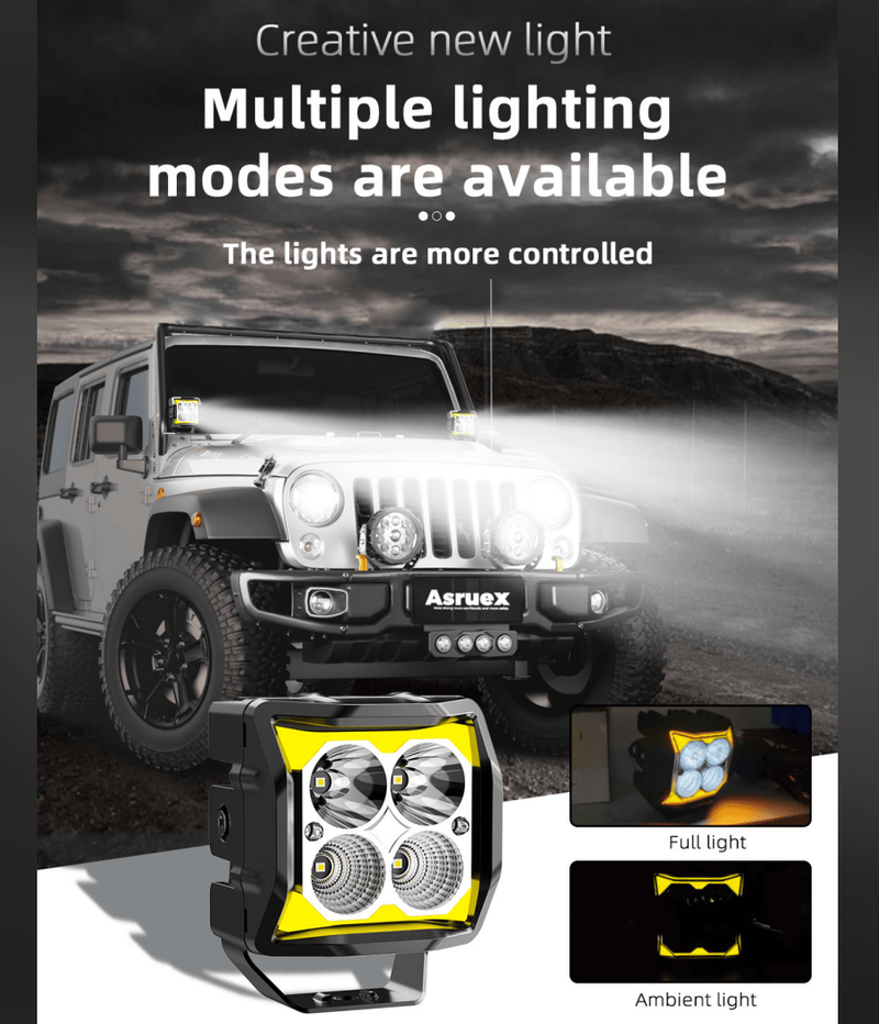 PL2410G2BW 4-inch LED Work Light 50W Wrangler Work Light DT Connection 5 Remote-controlled Lights Car-grade Quality, Main Unit With ATV Motorcycle Auxiliary Light System_voghion.com