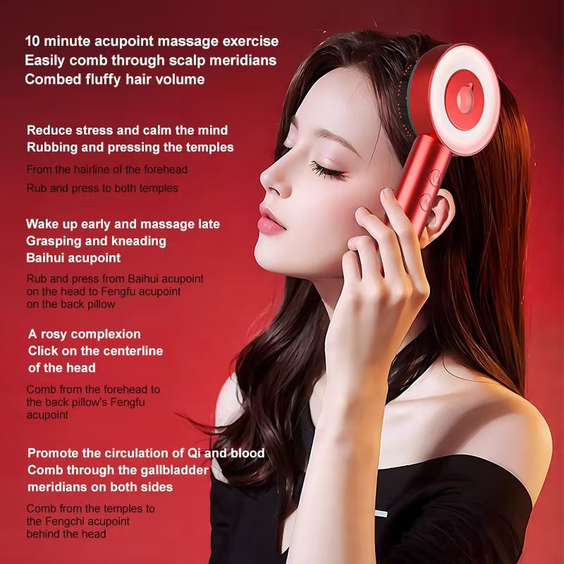 Massage & Relaxation massage comb red and blue light hair care comb vibration micro current medicine applicator essence introduction comb massager_voghion.com