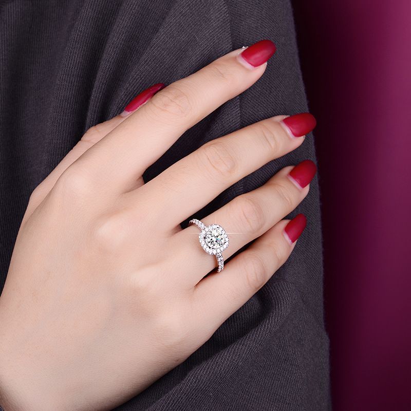 Tancise klassikaline moissanite hõbedane sõrmus naiste ehted pulmalubaduse peokink_voghion.com