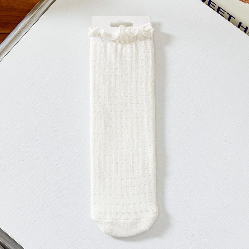 Calzini estivi nuovi calzini in pizzo da donna in maglia sottile tinta unita calzini da donna con bordo in legno e orecchie calzini bianchi da principessa dolce_voghion.com