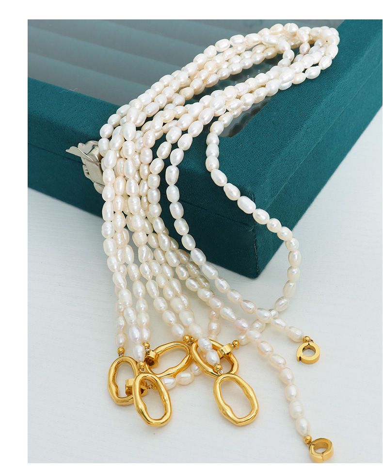 Temperament Persönlichkeit Design Süßwasser Perle Schlüsselbein Halskette Schmuck Set Aus Titan Stahl, Modische Und_voghion.com