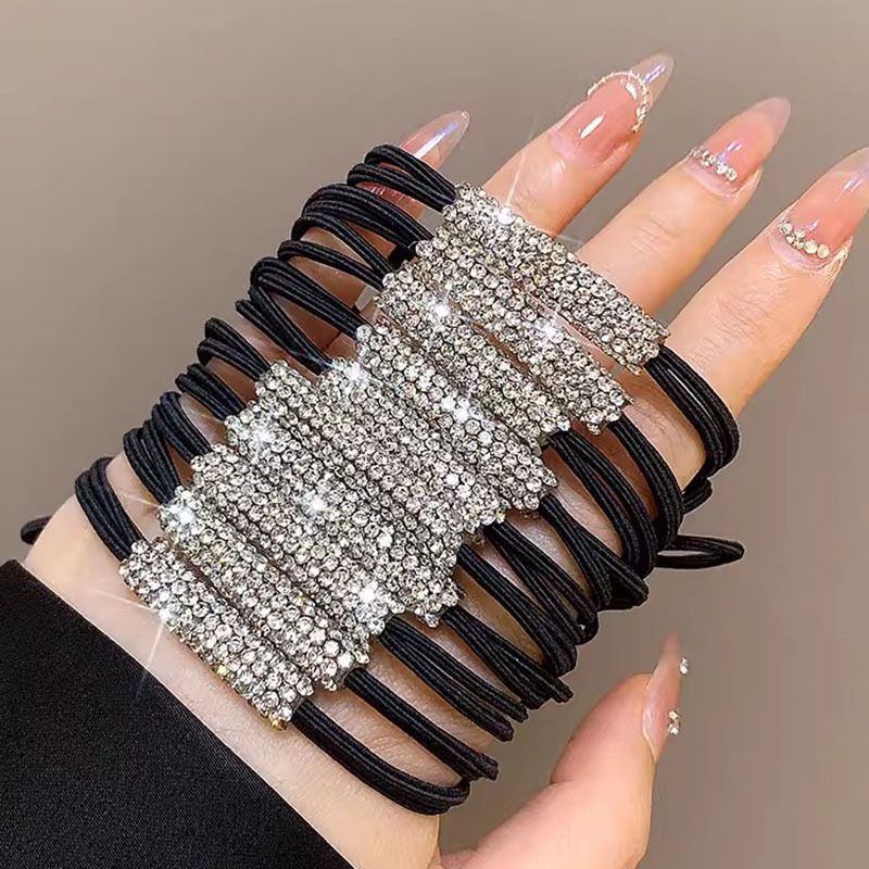Hot selling Internet celebrity super flash one-word drill horsetail buckle head rope high-grade durable ball hair circle rubber band high elasticity_voghion.com