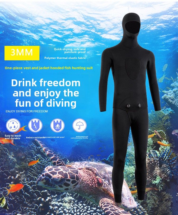 Combinaison de plongée professionnelle chaude et résistante au froid pour homme et femme, 3 à 5 mm, une pièce, pour la pêche, la chasse et la plongée avec tuba_voghion.com