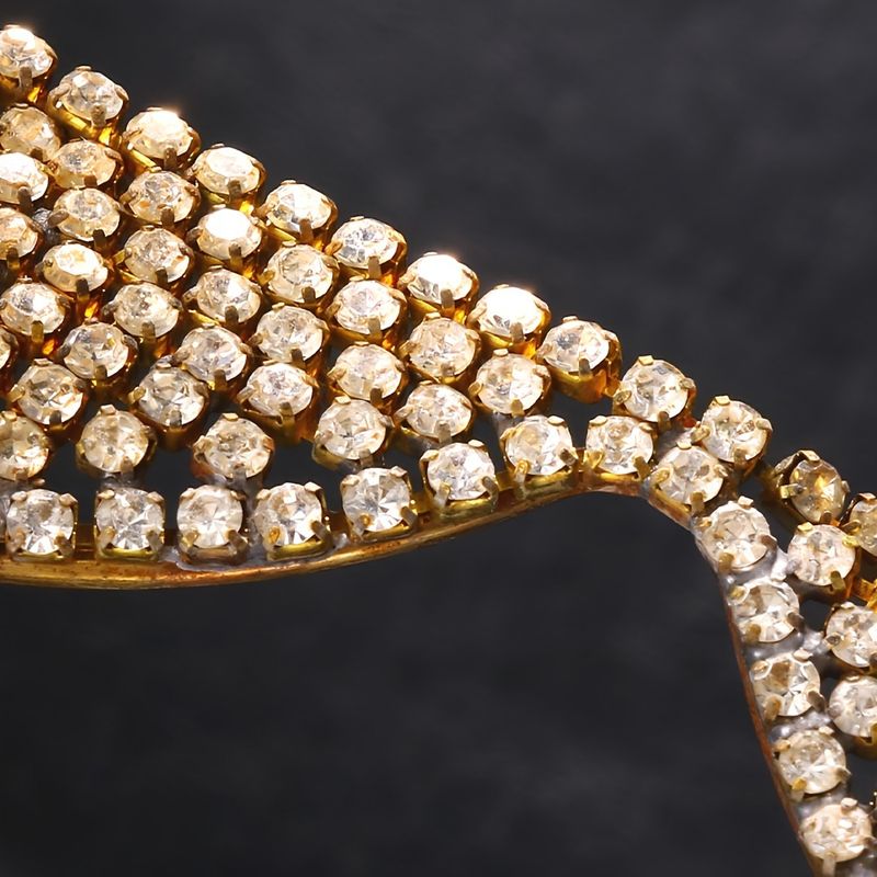 Eyeglass frame filled with sparkling crystals, without lenses, metal folding eyeglass frame, facial accessories_voghion.com