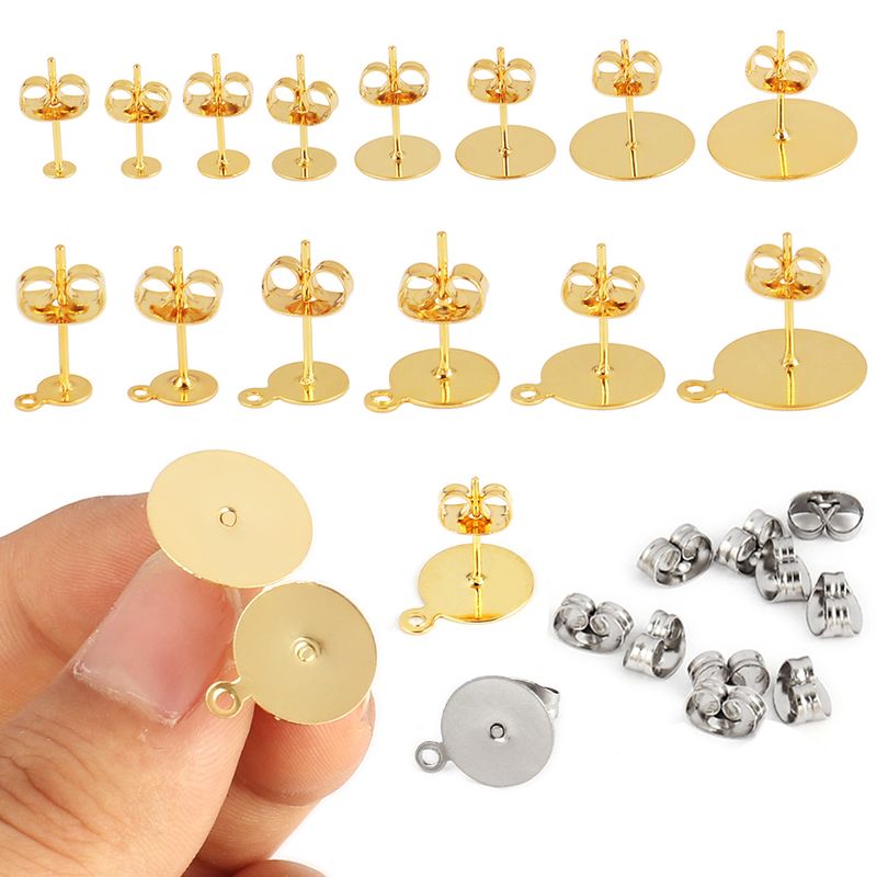 Orecchini Connaught in acciaio inossidabile dorato con fondo vuoto, 50-100 pezzi, accessori per gioielli fatti a mano_voghion.com