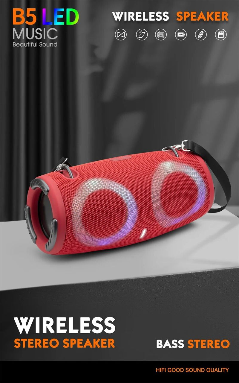 Portable Waterproof 100W High Power Bluetooth Speaker RGB Colorful Light Wireless Subwoofer 360 Stereo Surround TWS FM_voghion.com