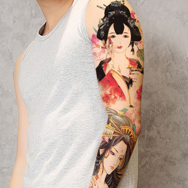 Autocollant de tatouage de bras de fleur entière unisexe en option_voghion.com