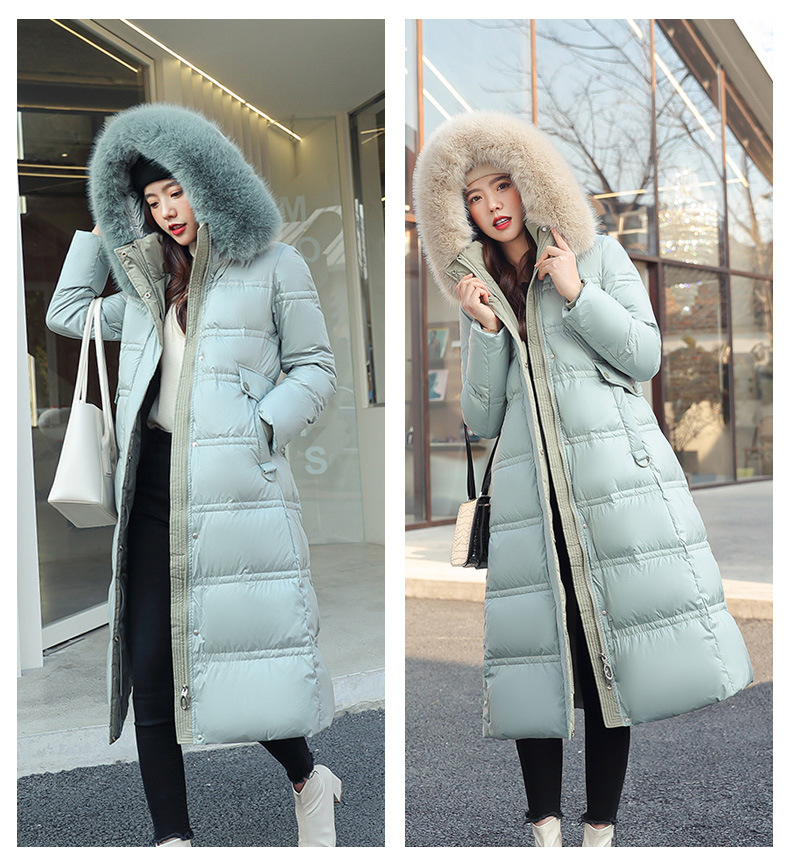 Women's Warm Jacket Padded Jacket Women's Long Over The Knee Large Fur Collar Padded Jacket Thick Loose Large Size Padded Jacket_voghion.com