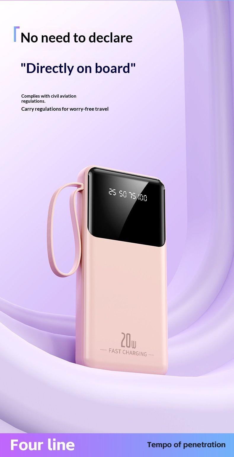 3C Certified Built-in Cable Large Capacity Bank 20000mAh Portable Fast Charging Mobile Power Supply Custom_voghion.com