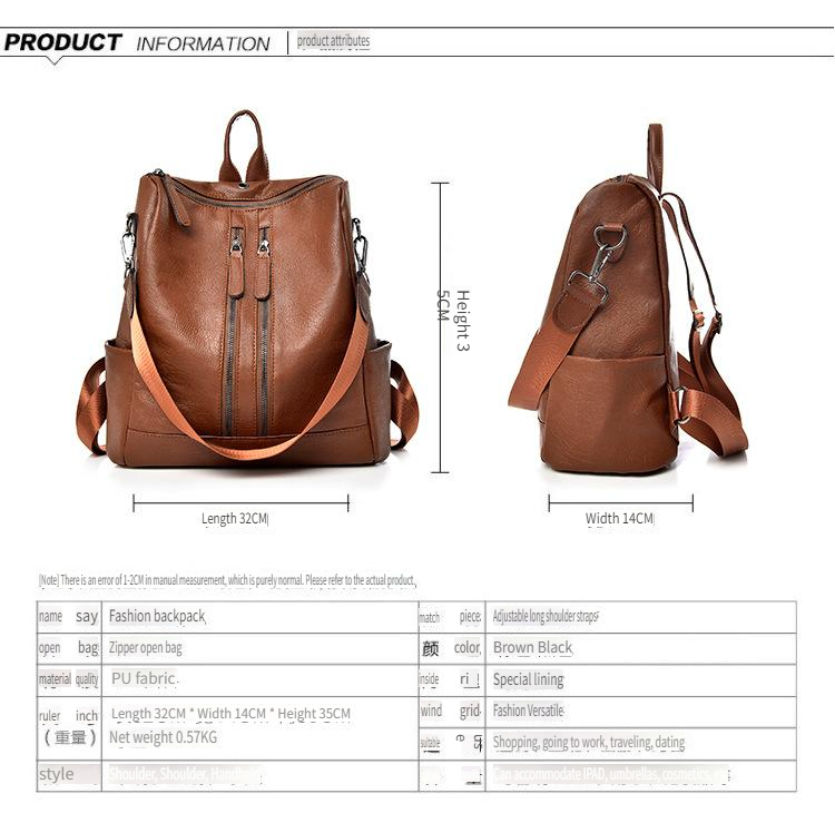 Zaino antifurto da donna, borsa casual in morbida pelle, facile da indossare, zaino da donna, borsa semplice alla moda a tracolla singola_voghion.com