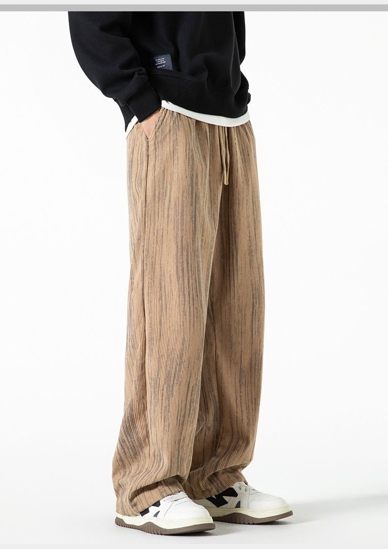Pantaloni a gamba dritta larghi e versatili da uomo in velluto a coste americano autunno inverno 2024, stile nuovo, casual e ampio_voghion.com
