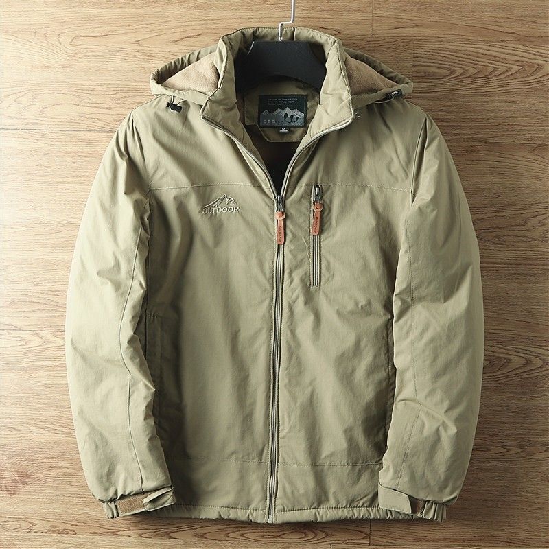 Herren-Windjacke mit abnehmbarer Kapuze – wasserdichter, winddichter Outdoor-Mantel mit Fleecefutter für den Winter, lässige, lockere Passform_voghion.com