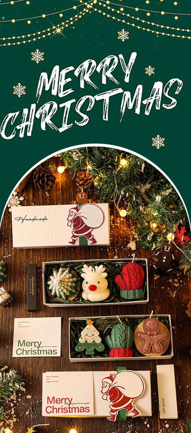 Cartoon gingerbread man high-end aromatherapy candle Christmas tree fragrance ornament deer shaped souvenir gift box set_voghion.com