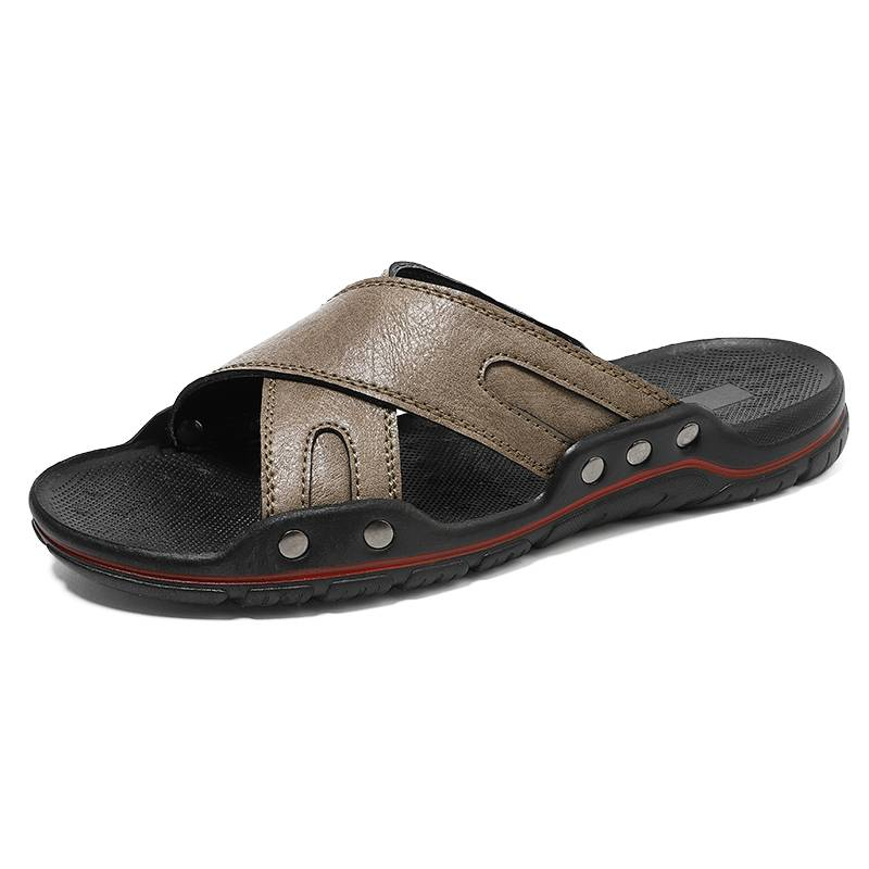 New fashion men's shoes comfortable and durable first layer cowhide leather men's sandals outdoor wear casual_voghion.com