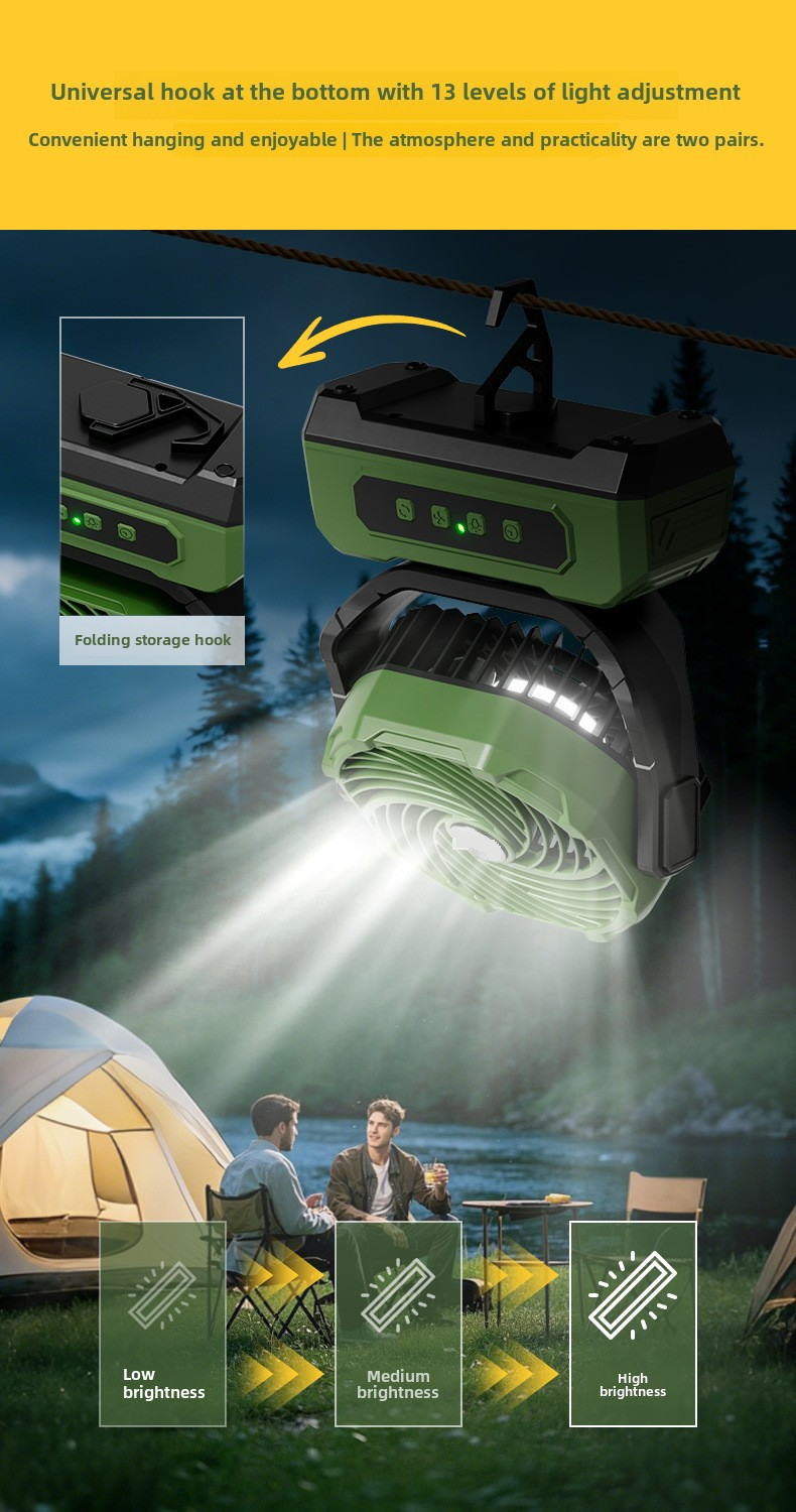 New Explosive Outdoor Camping Large Capacity Super Battery Life Intelligent Shaking Head Portable USB Charging Fan_voghion.com