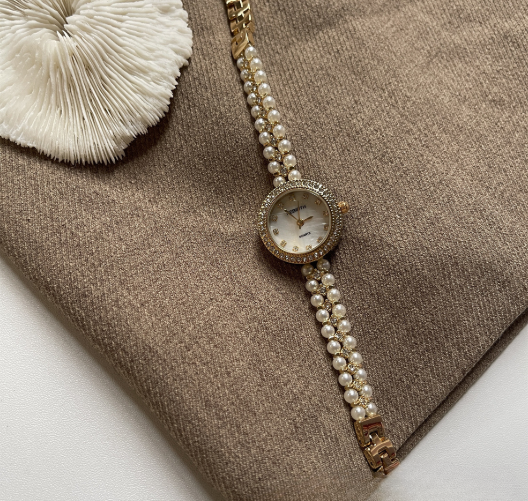 Orologi da donna con catena di perle, orologio con quadrante piccolo, orologio da donna di alta qualità, squisito, leggero, lussuoso, di alto valore, con quadrante in madreperla._voghion.com