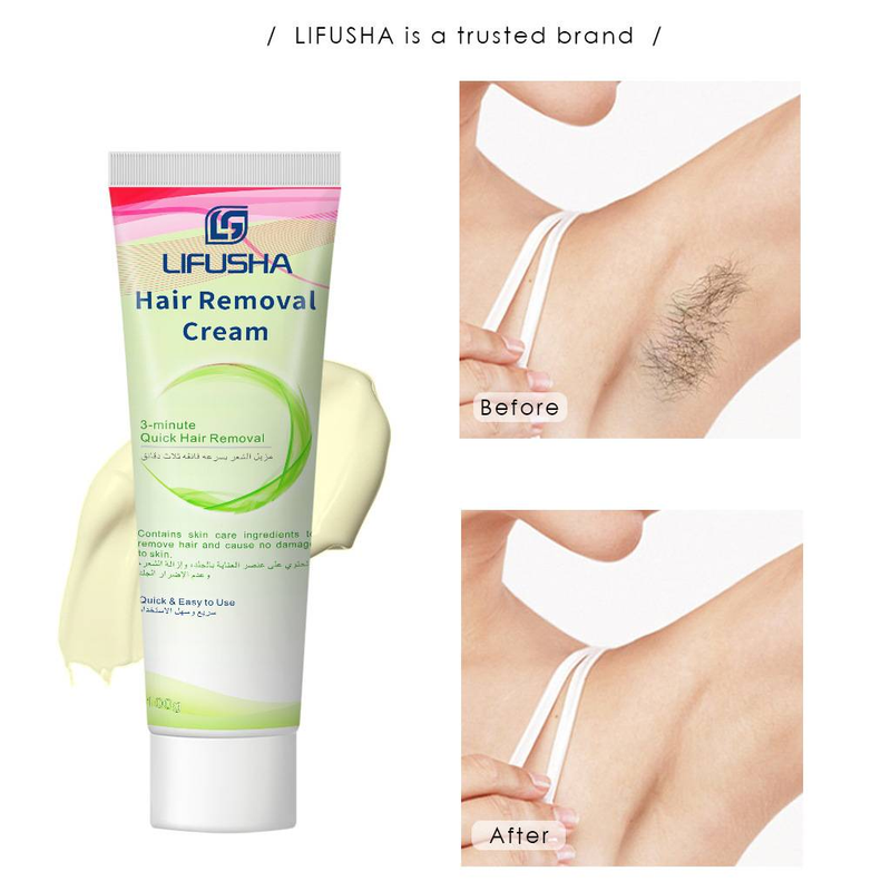 Crema depilatoria corporal LIFUSHA: suave, de acción rápida y resultados duraderos, apta para pieles sensibles._voghion.com
