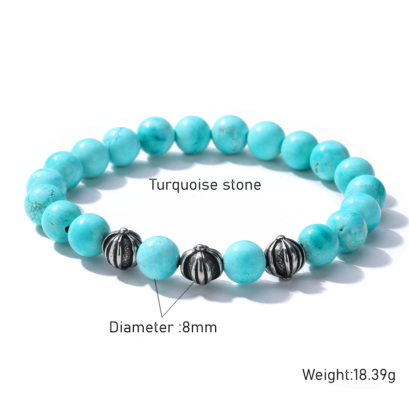 Men's Jewelry Stainless Steel Cross Flower With Turquoise Bracelet Jewelry Men's Niche Women's Jewelry_voghion.com