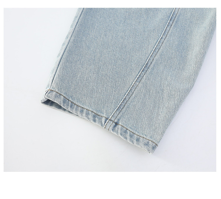 Vaqueros desgastados con cintura elástica para niñas (120-170 cm) - Cómodos vaqueros de pierna ancha para niñas (120-170 cm) - Ropa de calle de moda para primavera y otoño_voghion.com