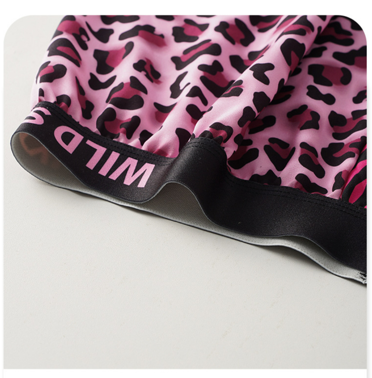 Men's Underwear 2025 Hot Men's Arrow Pants Pink Leopard Print Home Casual Loose Trendy Woven Boxer Briefs Men Wholesale_voghion.com