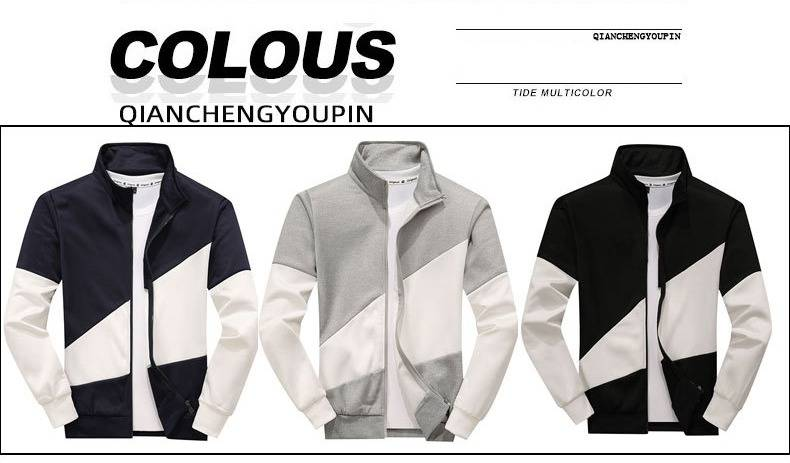 Herren-Baseballjacke mit schmaler Passform und Stehkragen und langen Ärmeln – leichte, sportliche Oberbekleidung zum Laufen und für die Freizeit (Grau, Schwarz, Marineblau)_voghion.com