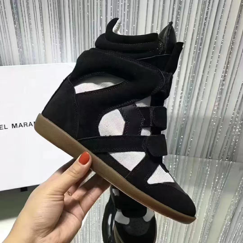Nouvelles couleurs Marant Chaussures rehaussantes internes Vente chaude Cuir véritable noir Véritable Bekett Daim garni de cuir_voghion.com