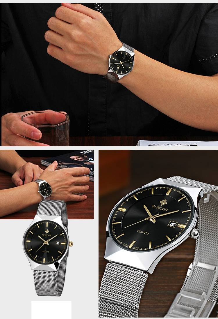 Men's Stainless Steel Quartz Watch With Date Display, Water Resistant, Minimalist Design, 38mm Round Dial, Casual Style_voghion.com
