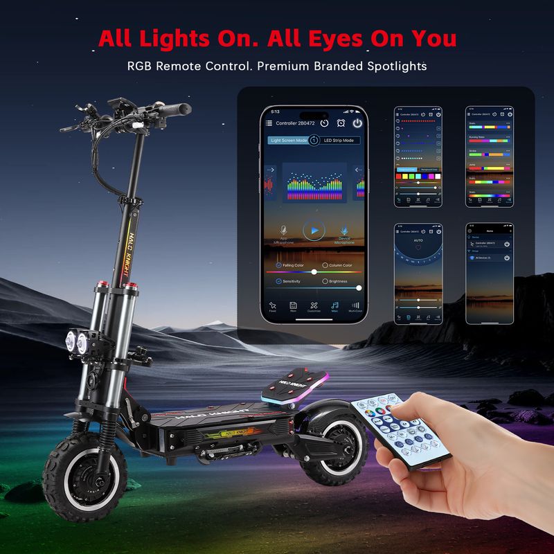 Halo Knight T107 Pro Elektryczny skuter 11 cali Opona terenowa 3000 W*2 Podwójny silnik 60 V 38,4 Ah Akumulator Maksymalny zasięg 80 km_voghion.com