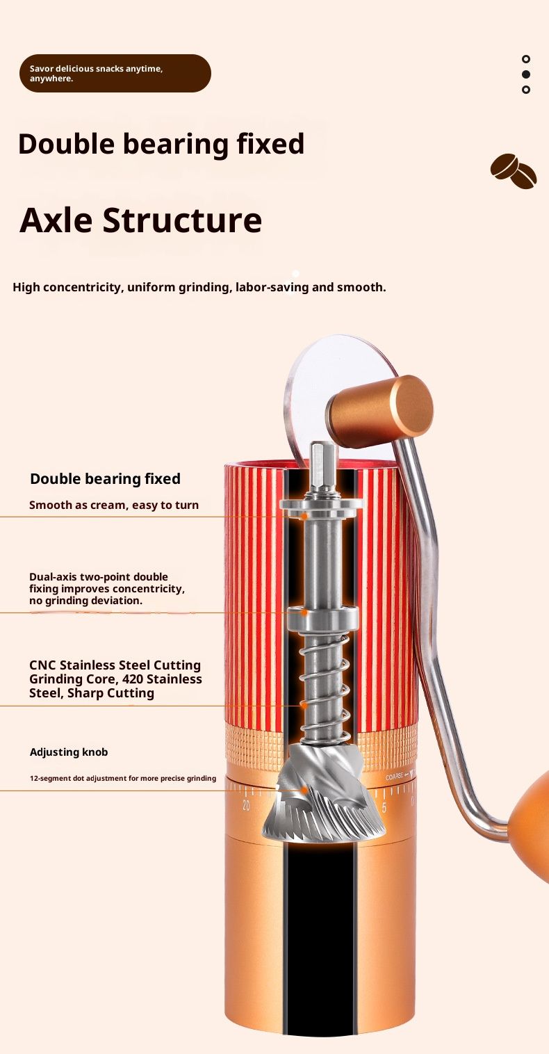 Hochwertige manuelle Kaffeemühle mit verstellbarem CNC-Mahlwerk – konisches Edelstahlmahlwerk für Espresso, French Press und Filterkaffee_voghion.com