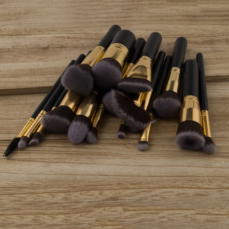 17 Stück Make-up-Pinsel, Beauty-Tools, Schwarzgold, Grundierungspinsel, Fächerpinsel, Make-up-Set GUJHUI_voghion.com